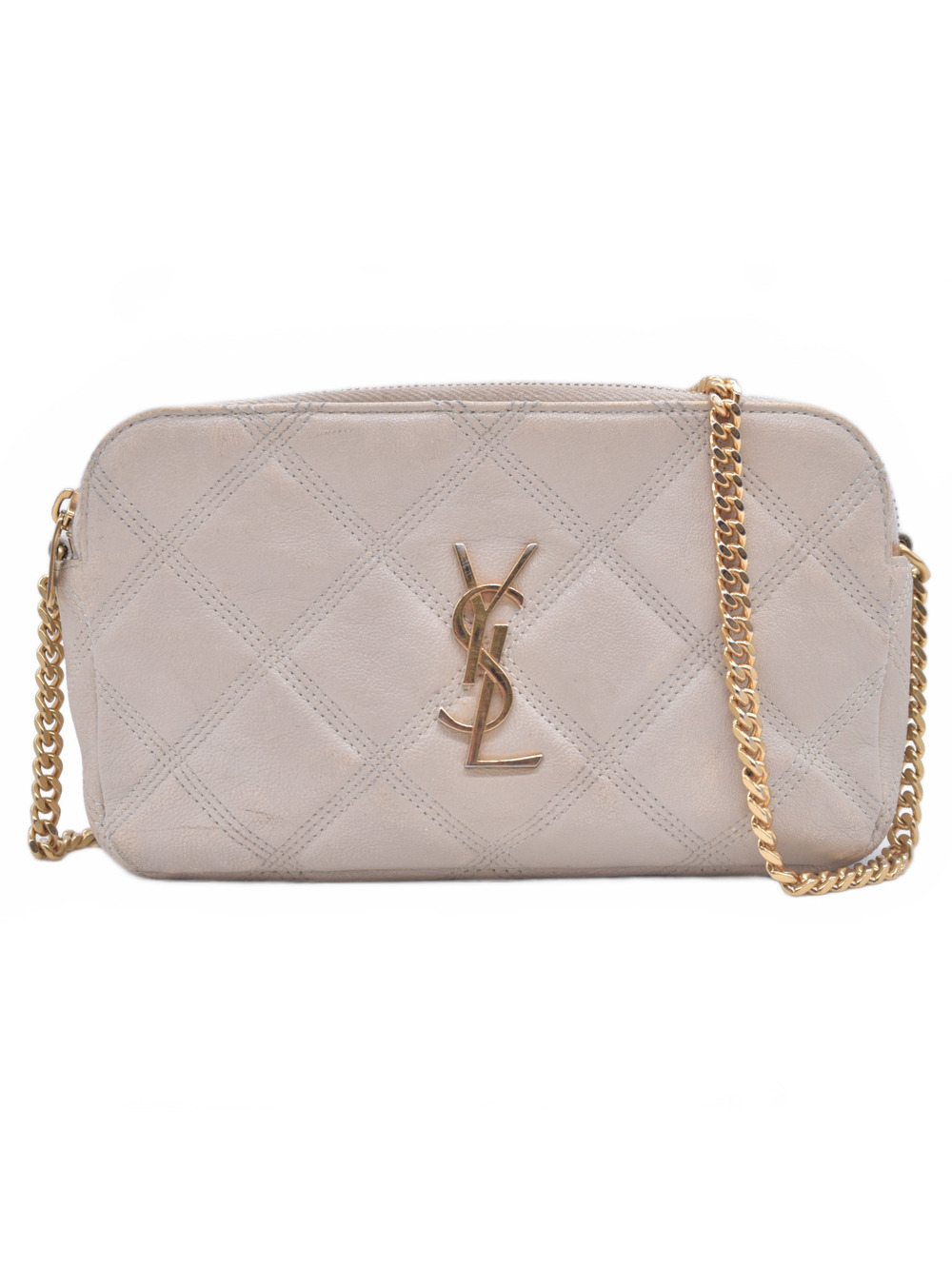 Saint Laurent Grained Lambskin Quilted Mini Becky Double Zip